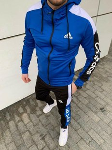 Спортивний чоловічий костюм Adidas з капюшоном Синій