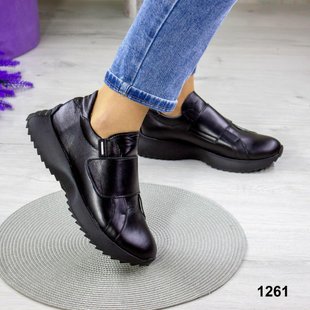 Стильні жіночі кросівки із натуральної шкіри, чорного кольору, 36, 38 р.