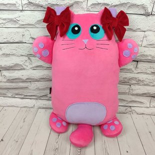 Игрушка-подушка Розовый котик с бантиками, 70/110/130 см