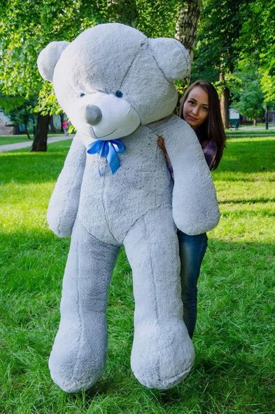 Плюшевый большой медведь Рафаэль, высота 200 см, серый