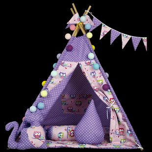 Вигвам детский "Домик комплект Фиолетовые совы с подушкой"