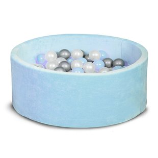 Бассейн для дома сухой, детский, голубого цвета (набор с шариками 96 шт) 100 см, 80 см