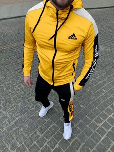 Спортивний чоловічий костюм Adidas з капюшоном Жовтий (S M L XL)