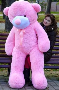 Плюшевый большой медведь Рафаэль, высота 180 см, розового цвета