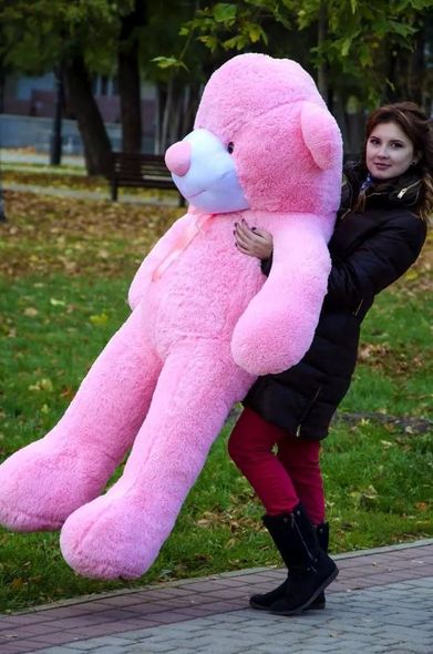 Плюшевый большой медведь Рафаэль, высота 180 см, розового цвета
