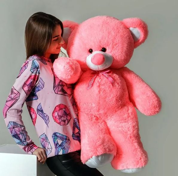 Плюшевий великий ведмідь Томмі, висота 100 см, рожевий