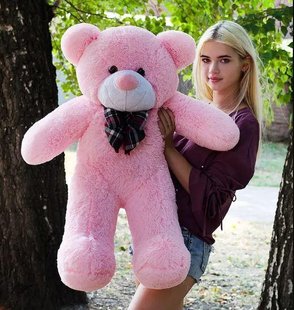 Плюшевий великий ведмідь Рафаель, висота 100 см, колір рожевий