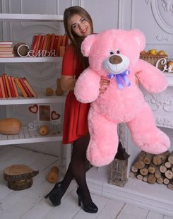 Рожевий плюшевий ведмедик Тьома, висота 120 см