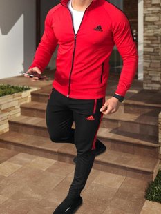 Спортивный мужской костюм Adidas Лампасный Красный (S M L XL) S