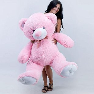 Плюшевый большой медведь Томми, высота 150 см, розовый