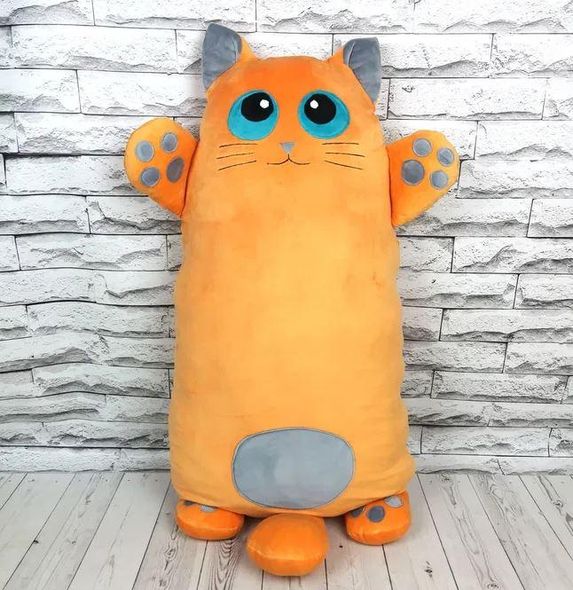 Плюшевая игрушка-подушка Котик с голубыми глазами, цвет оранжевый 70/110/130 см
