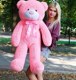 Плюшевий великий ведмідь Рафаель, висота 120 см, колір рожевий