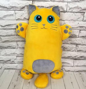 Плюшевая игрушка-подушка Котик с голубыми глазами, цвет желтый 70/110/130 см