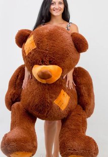 Плюшевый большой медведь Потап, высота 150 см, шоколад