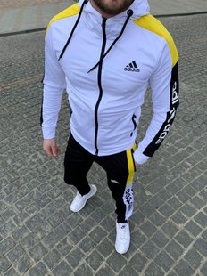 Спортивний чоловічий костюм Adidas з капюшоном Білий (S M L XL)
