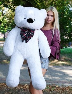 Плюшевый большой медведь Нестор, высота 120 см, белый