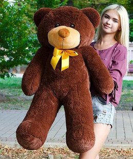 Плюшевый большой медведь Рафаэль, высота 120 см, цвет шоколадный