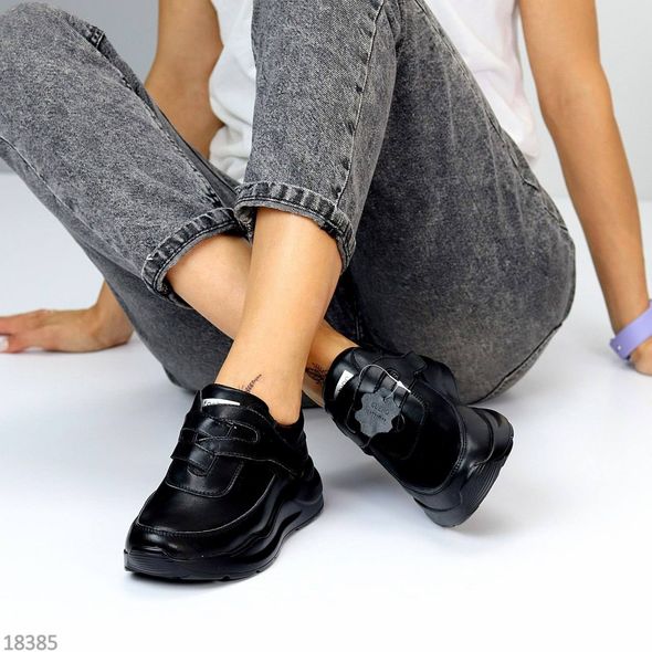 Модні жіночі кросівки з натуральної шкіри, кольор чорний, 37-41 р.