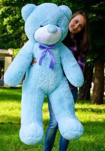 Плюшевый большой медведь Рафаэль, высота 120 см, цвет голубой