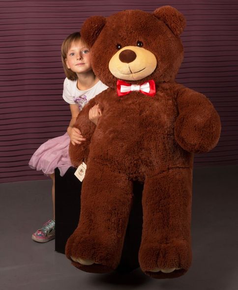 Большой плюшевый медведь, цвет коричневый, высота 130 см