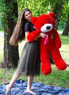 Плюшевый большой медведь Рафаэль, высота 120 см, цвет красный