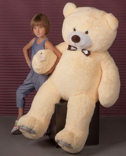 Большой плюшевый медведь, цвет бежевый, высота 160 см