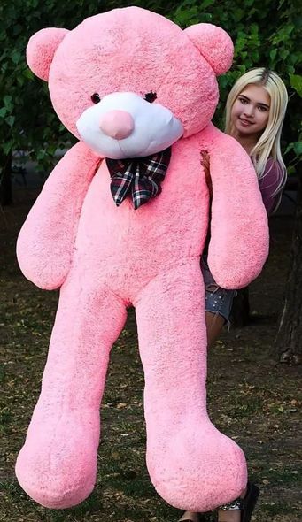Плюшевый большой медведь Нестор, высота 200 см, розовый