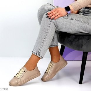 Модные женские кроссовки из натуральной кожи, цвета мокко, 36-40 р.