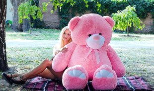 Плюшевый большой медведь Ветли, высота 200 см, розовый