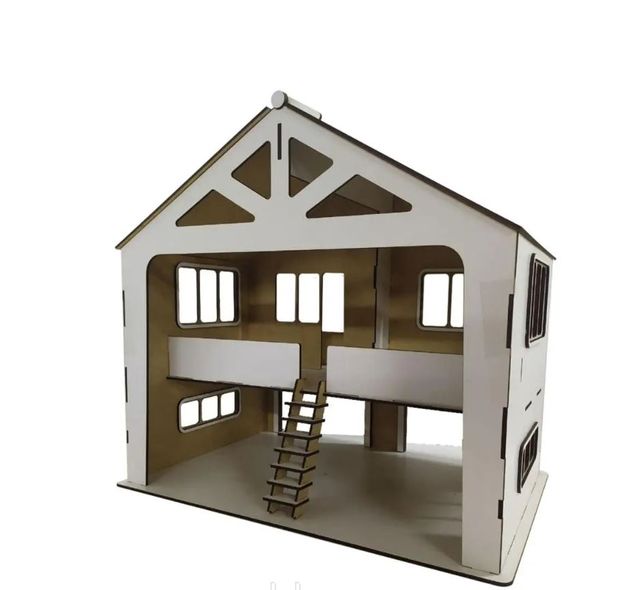 Кукольный дом с гаражом для детских машинок из дерева