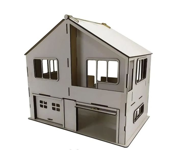 Ляльковий будинок з гаражом для дитячих машинок з дерева