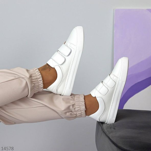 Модные женские кроссовки из натуральной кожи, белого цвета, 36-40 р.
