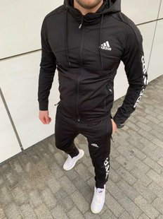Спортивный мужской костюм Adidas с капюшоном Черный (S M L XL)