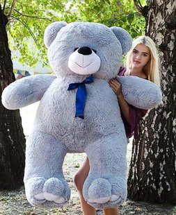 Плюшевый большой медведь Ветли, высота 160 см, серый