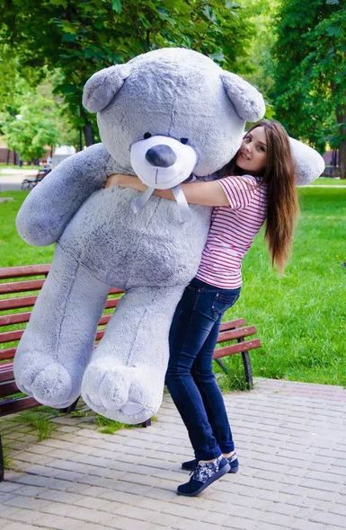 Плюшевый большой медведь Ветли, высота 160 см, серый