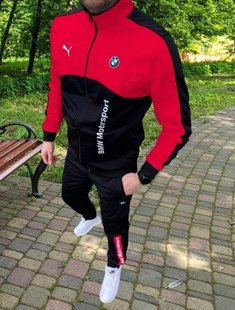 Зимний спортивный мужской костюм Puma BMW Красный/черный (S M L XL)