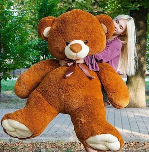 Плюшевый большой медведь Томми, высота 180 см, цвет коричневый