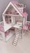 Дерев'яний дитячий самозбірний ляльковий будиночок для ляльок з меблями, з терасою, з балконом і зі сходами