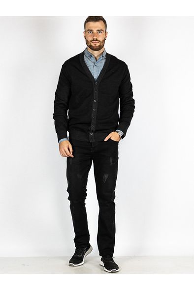 Кофта мужская на пуговицах, цвет черный, M, XL