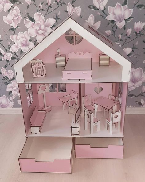 Деревянный кукольный домик Барби с мебелью и выдвижными ящиками, самосборный игровой набор из фанеры