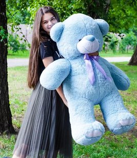 Плюшевий великий ведмідь Ветлі, висота 130 см, голубого кольору