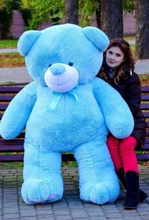 Плюшевый большой медведь Томми, высота 180 см, цвет голубой