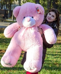 Плюшевый большой медведь Ветли, высота 130 см, розовый