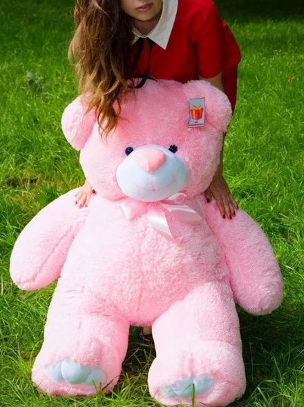Плюшевый большой медведь Ветли, высота 130 см, розовый