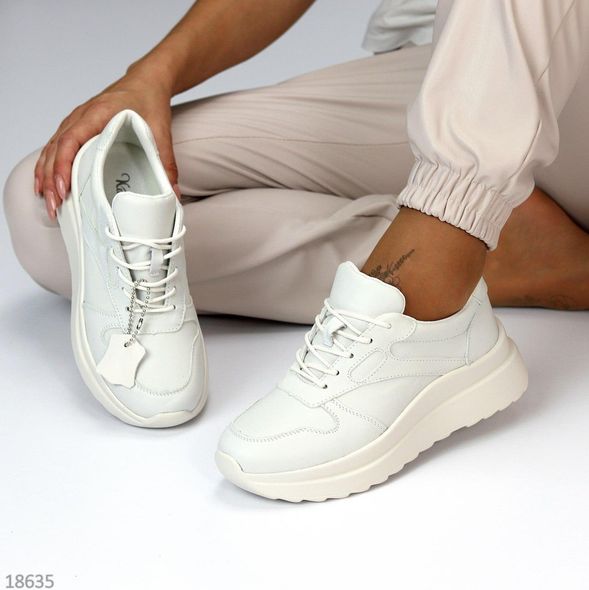 Модні жіночі кросівки з натуральної шкіри, білого кольору, 36-41 р.