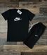 Чоловічий літній спортивний костюм Nike, футболка+шорти, колір чорний