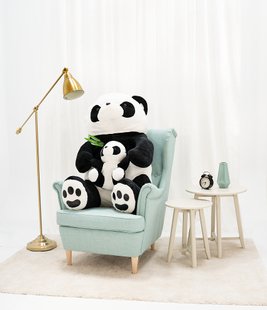Панда с ребенком 100см - Белый и черный
