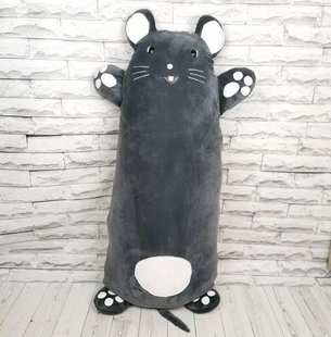 Плюшевая игрушка-подушка Мышка темно серый, 70/110/130 см