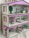 Дерев'яний збірний дитячий ляльковий будиночок триповерховий з комплектом меблів, з вікнами, з дверима і з балконом